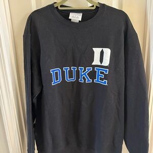 Champion Black Duke Crewneck Sweatshirt with Blue Lettering